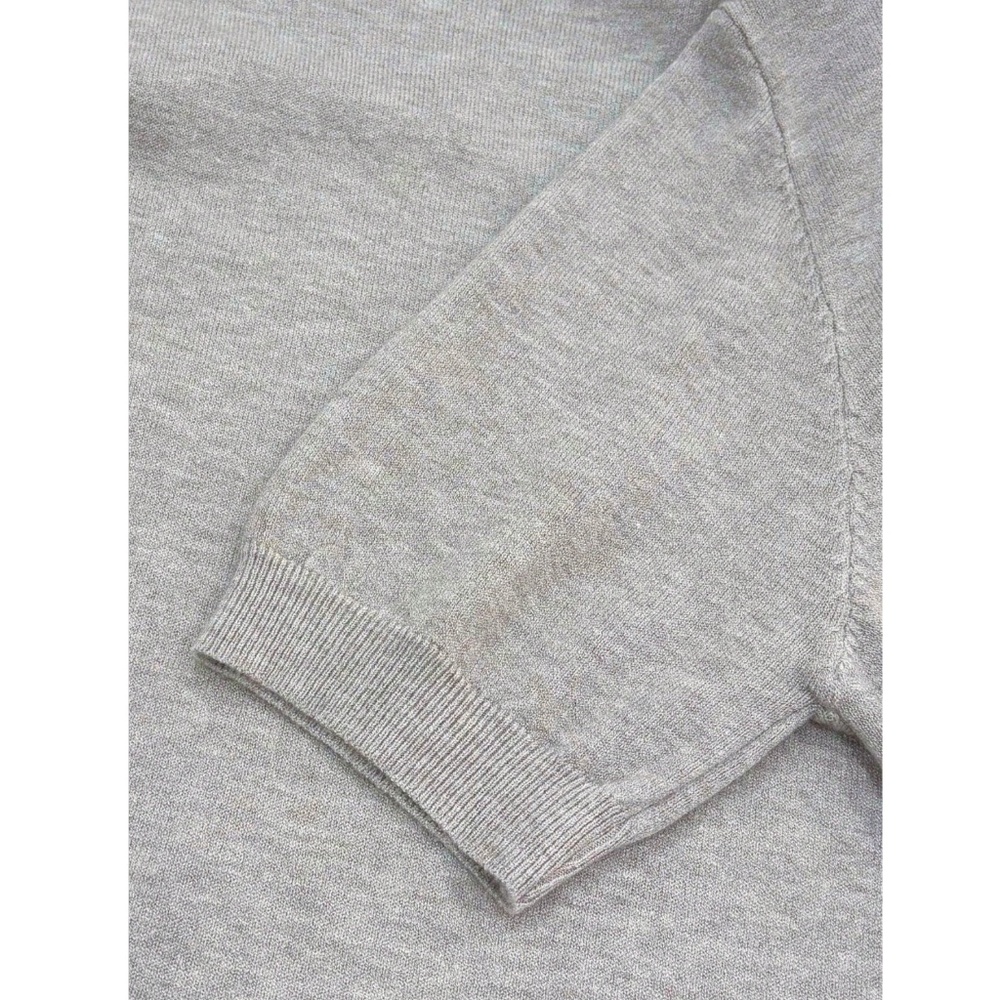 Grey Knit Sweater Top Round Neck Short Sleeve - Picture 4 of 6